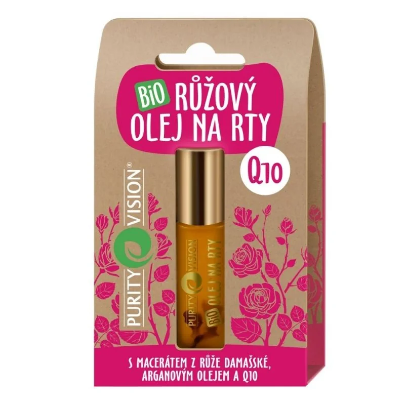 Purity Vision Bio Ružový Olej Na Pery 10ml 1×1 ks, ružový olej