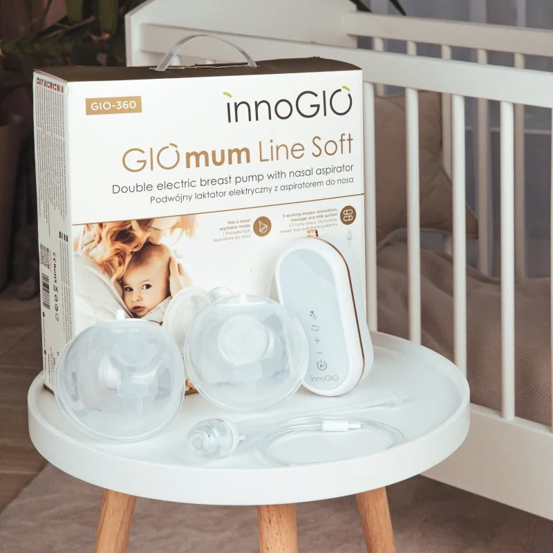 innoGIO prenosná elektrická odsávačka GIOmum Line Soft & odsávačka hlienov