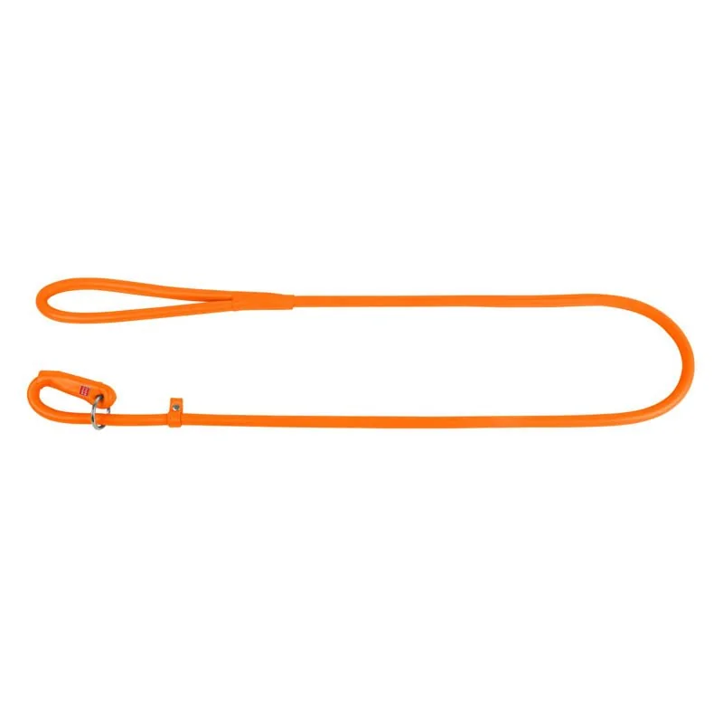 Okrúhle kožené škrtiace vodítko oranžové 183cm, Šírka: 8 mm