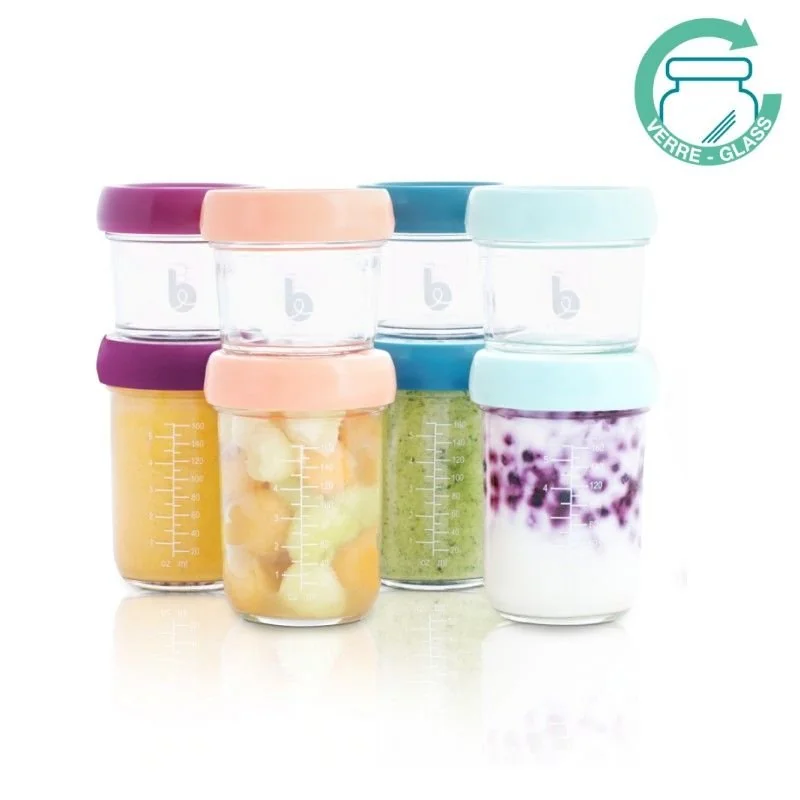 Babymoov sklenené misky s viečkami MULTISET (4x 100ml + 4x 220ml)