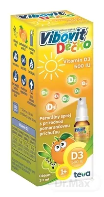 Vibovit Déčko Vitamín D3 500 IU 1×10 ml, sprej, pomarančová príchuť