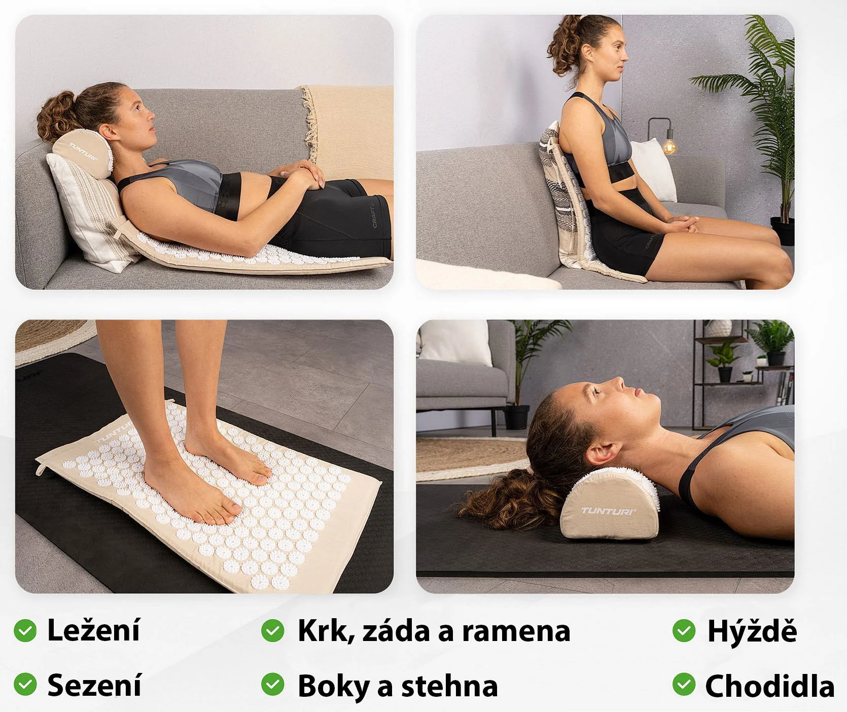 Akupresúrna podložka a vankúš zelená