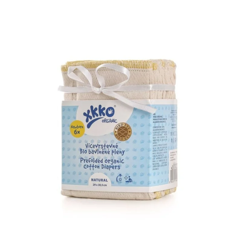 XKKO Organic viacvrstvové plienky BirdEye Natural novorodenecké (4/6/4), 6 ks