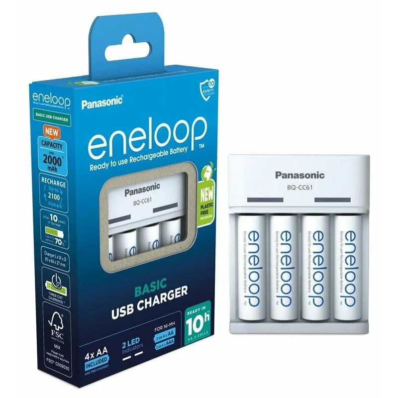 Panasonic ENELOOP EKO nabíjačka BQ-CC61 USB + nabíjacie batérie AA 2000mAh 4ks 