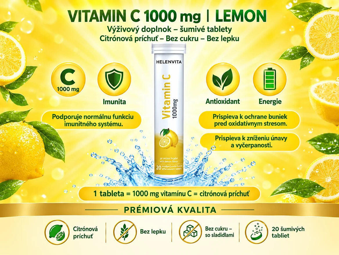 Helenvita Vitamín C 1000 mg 20 šumivých tabliet citrón