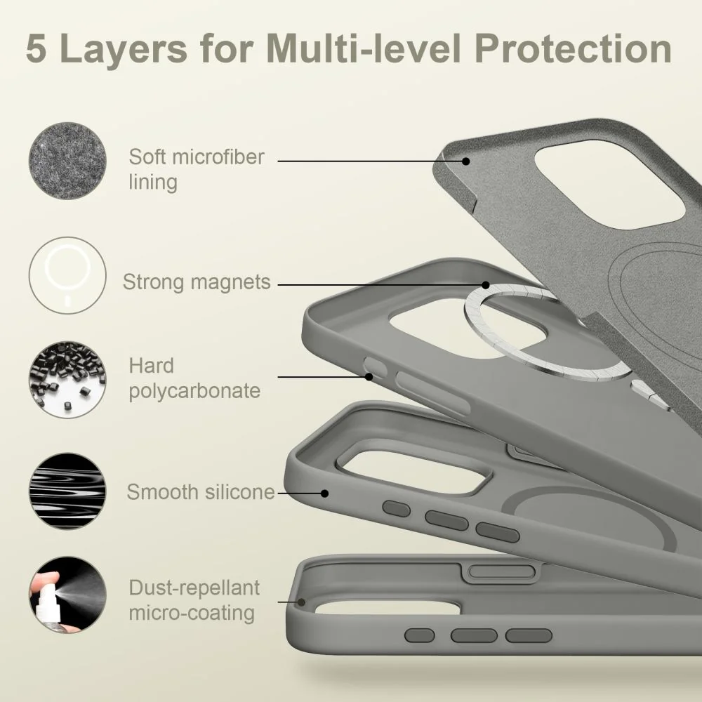 Tech-Protect Silicone MagSafe kryt na iPhone 16 Pro, šedý