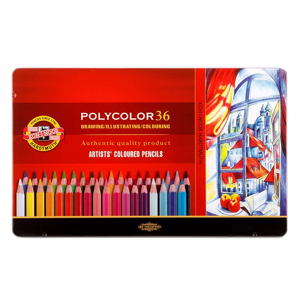 Umelecké pastelky POLYCOLOR 3825/36 v plechu 36 ks v balení