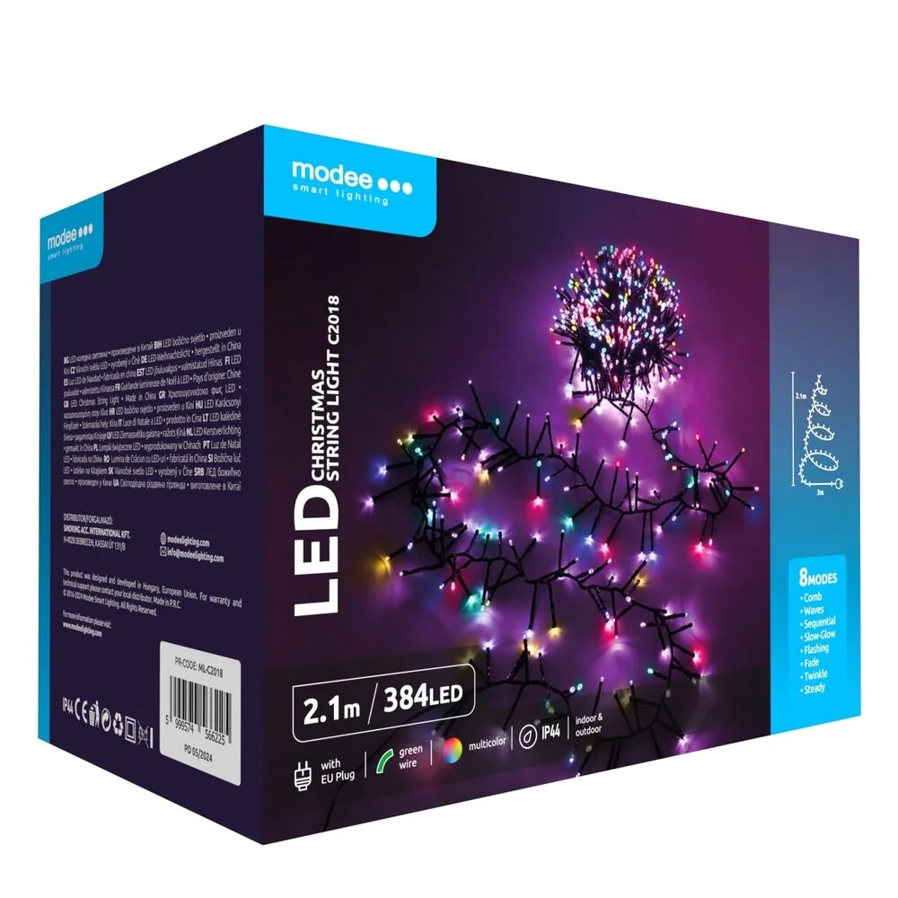 Modee Lighting LED vianočná reťaz 384 LED 2,1m multicolor