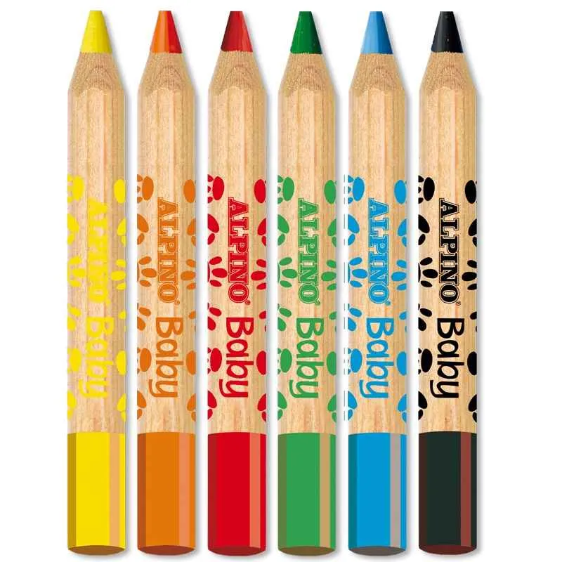 ALPINO Alpino Baby farebné detské ceruzky s omaľovánkami 6ks 1×1 set, farebné ceruzky