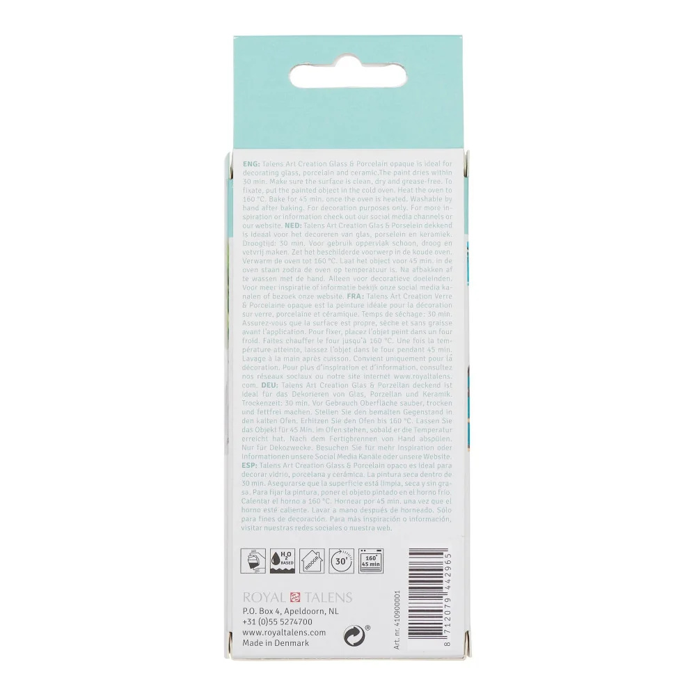 Talens art creation Farby na sklo, porcelán v sade 4x30ml-Talens Art Creation