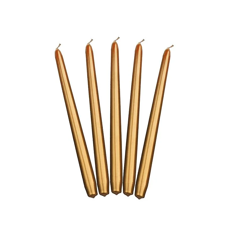 PARTYDECO Kónické sviečky zlaté metalické 29 cm 10 ks