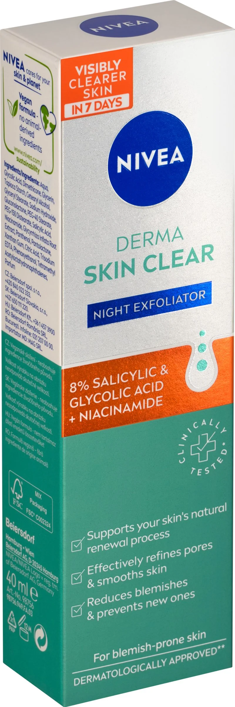 Nivea Derma Activate Exfoliator 40ml 1×40 ml, nočný exfoliátor
