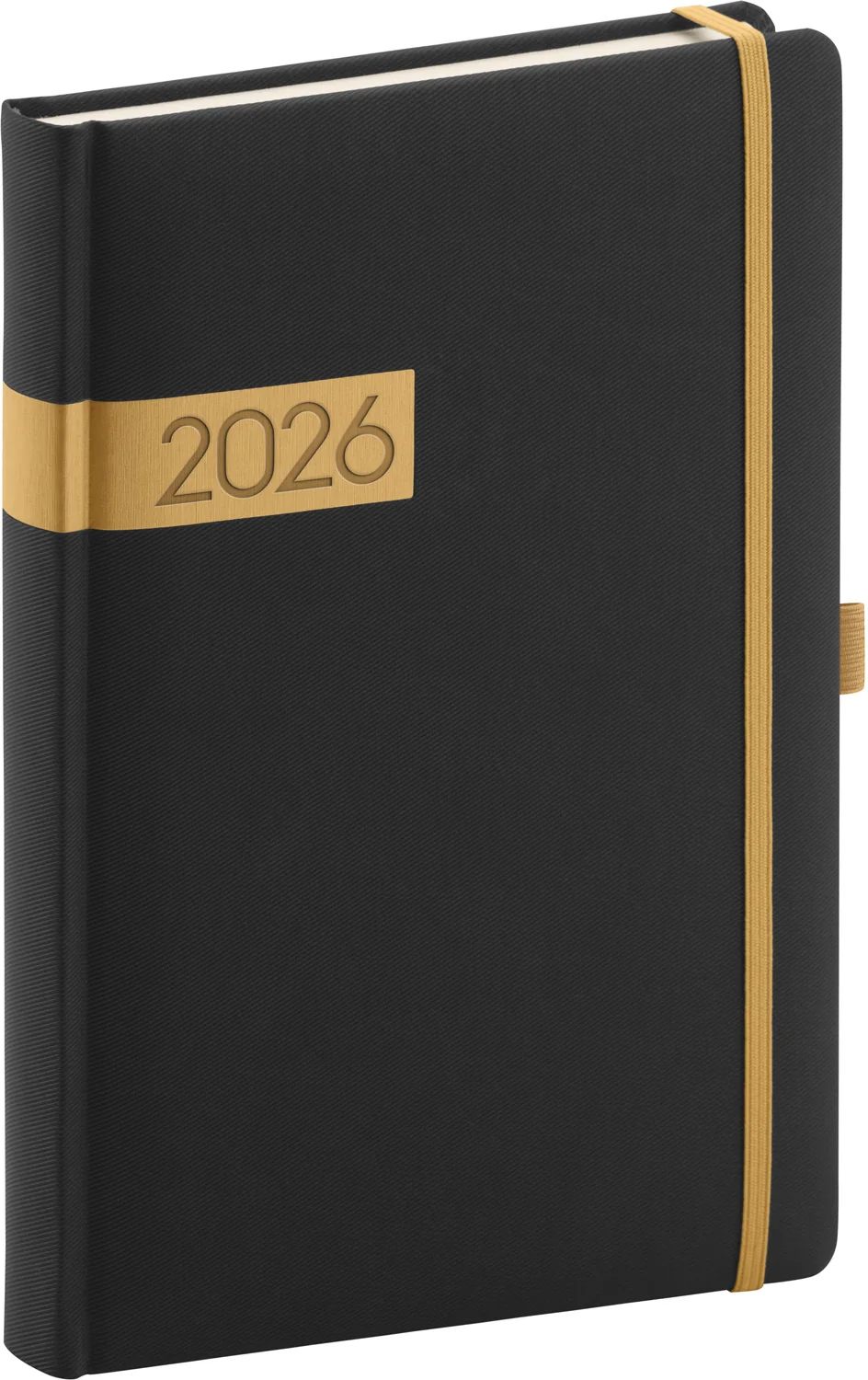 NOTIQUE Denný diár Twill 2026 čierno-zlatý 15 x 21 cm