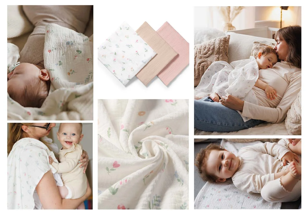 Mušelínové - super mäkké plienky BabyOno, 3ks - béžová/pudrová flowers