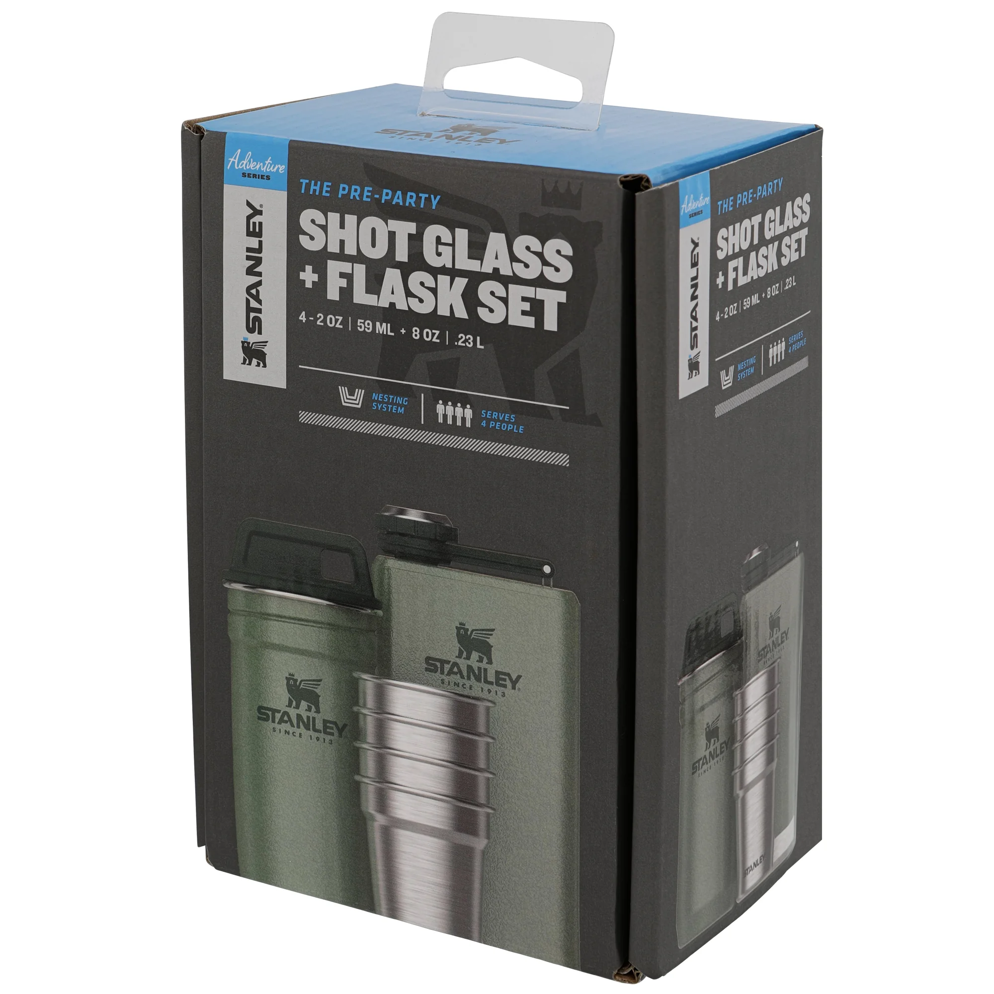 STANLEY Dárkový set Adventure series butylka 250ml + panáky 4ks zelená