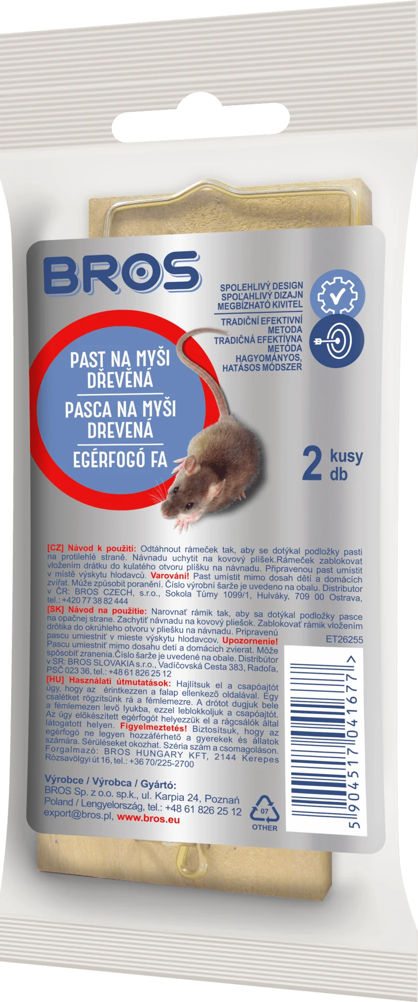 04167 Bros Pasca na myši drevená 2 ks