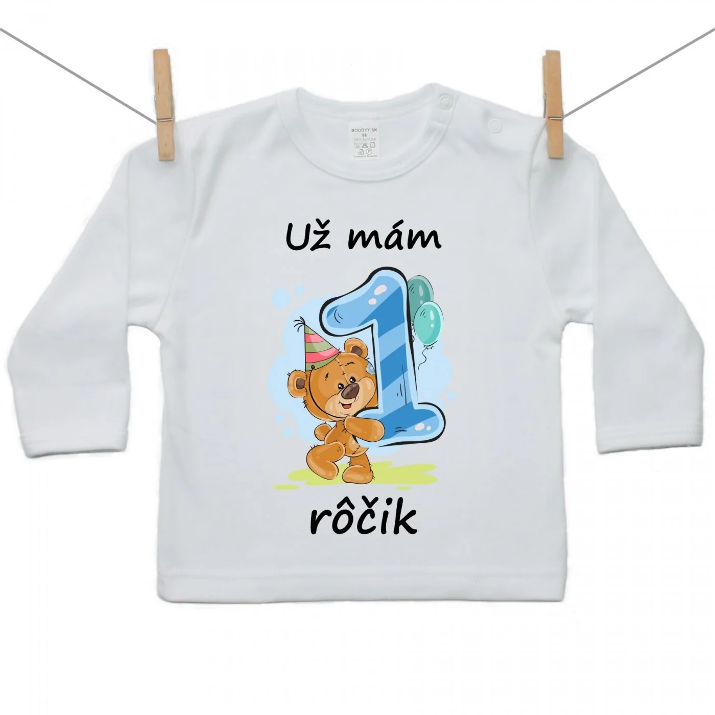 Boodyy Tričko s dlhým rukávom Už mám 1 rôčik Medvedík Chlapec Veľkosť: 140