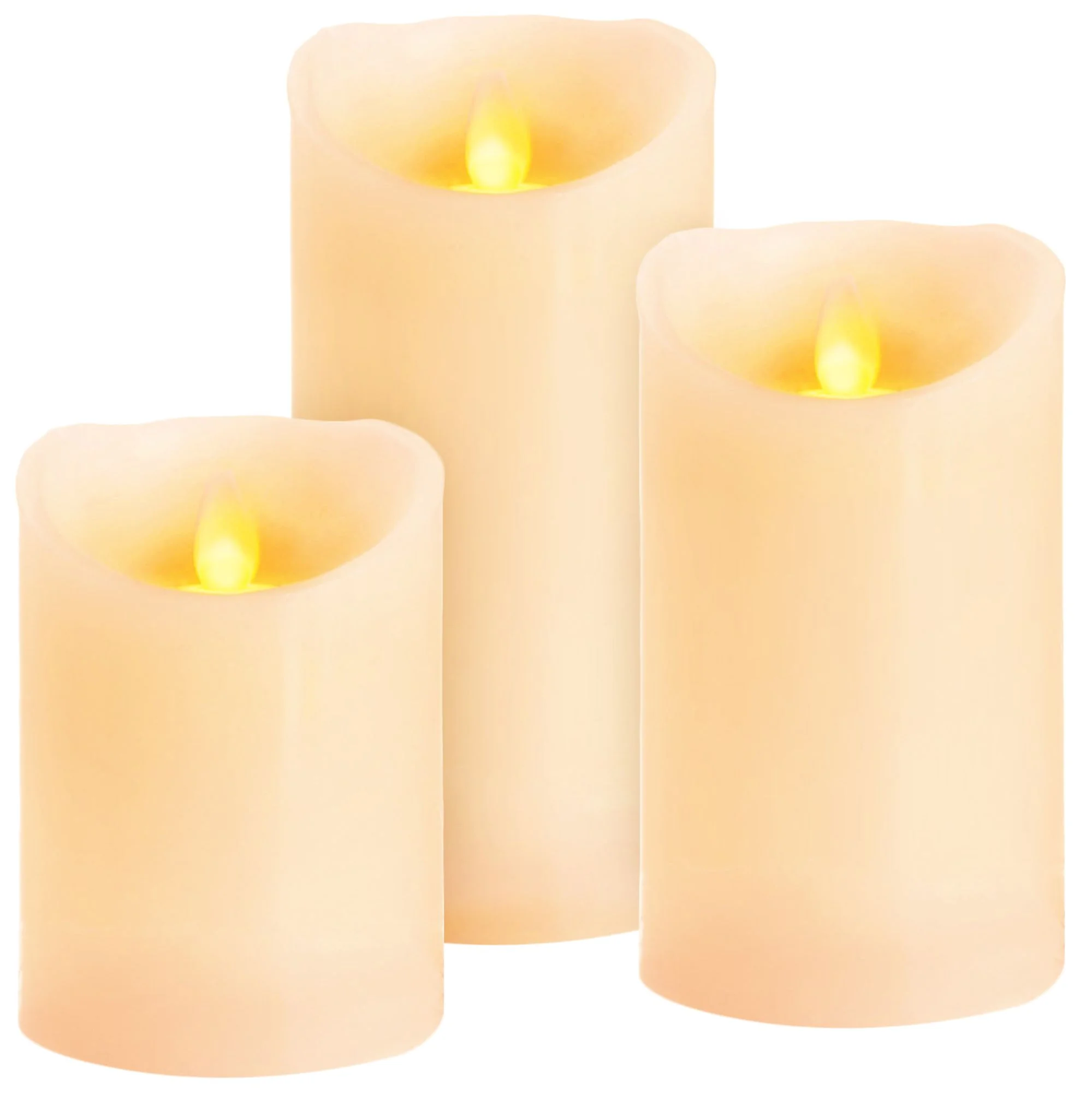MagicHome voskové LED sviečky, 3 ks 3xAAA, stále svetlo, časovač, pohyblivý plameň, teplá biela, 7,5x10;12,5;15 cm