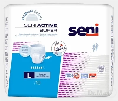 Seni ACTIVE SUPER Large 1×10 ks, navliekacie nohavičky, pás 100-135cm