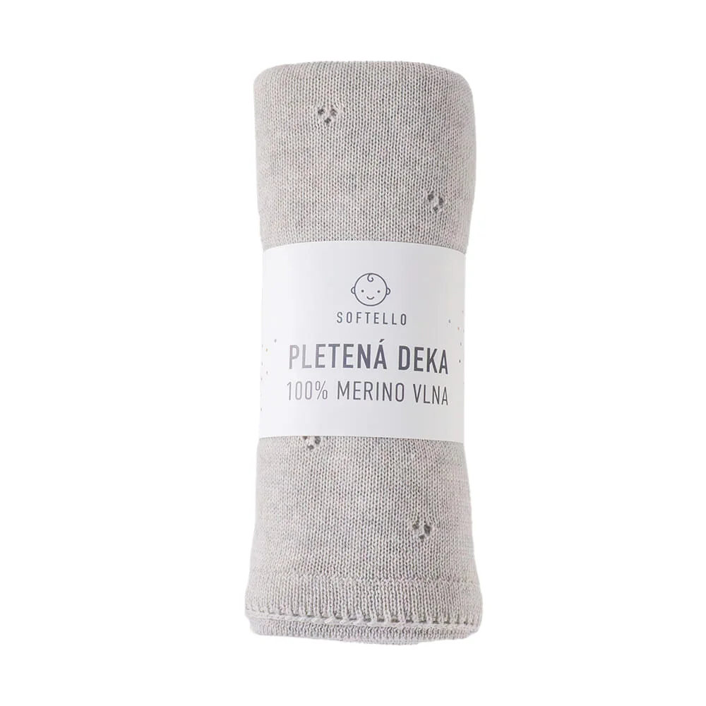 Pletená merino deka SOFTELLO - SAPO svetlosivá