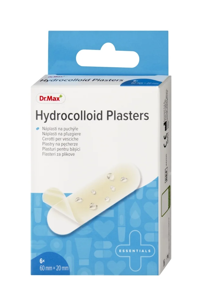 Dr. Max Náplasti Hydrocolloid 1×6 ks, 60 mm × 20 mm, náplasti na pľuzgiere