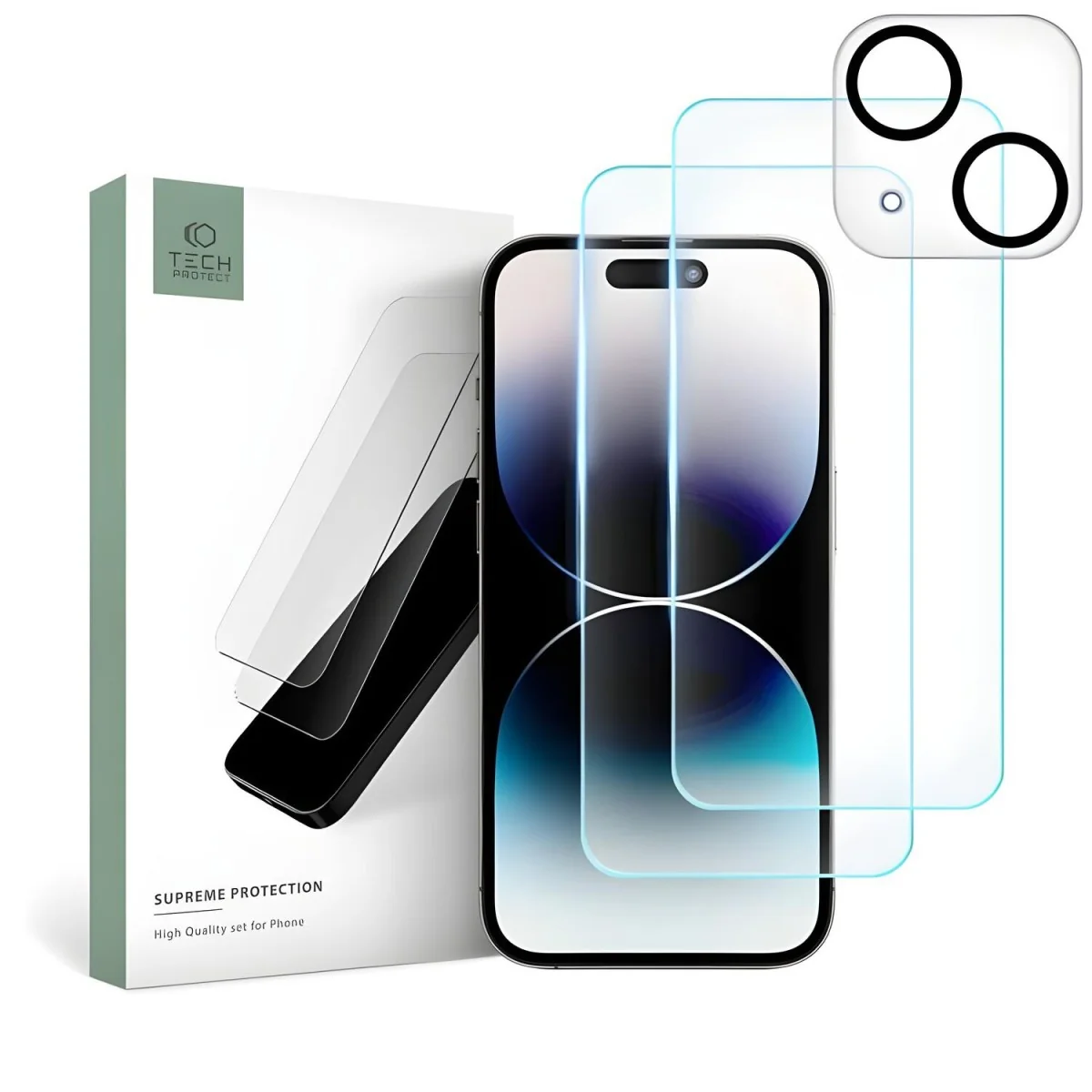 Ochranné sklo Supreme set pre Apple iPhone 15 Plus 2 x sklo displeja, 1 x sklo objektívu
