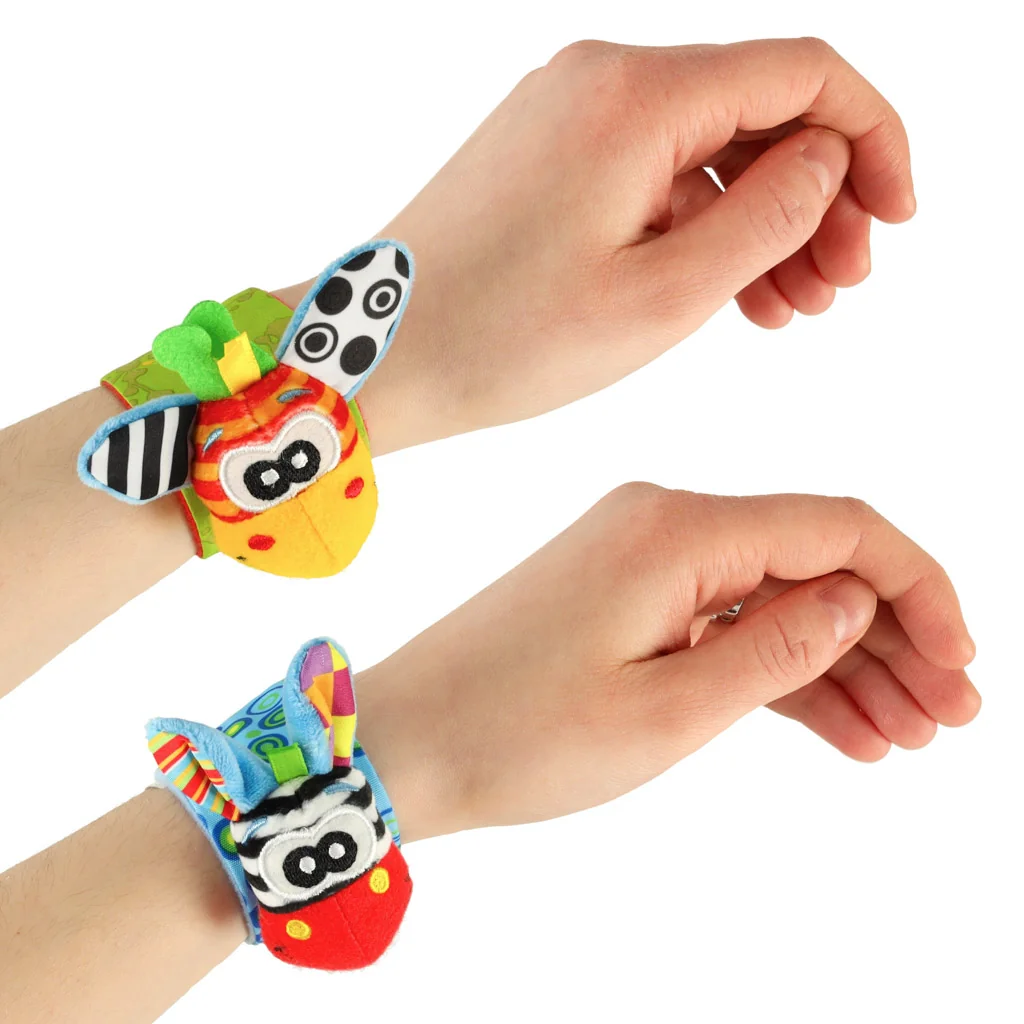 Chrastítka na ruky, zebra a žirafa, 2 ks, bezpečné na suchý zips