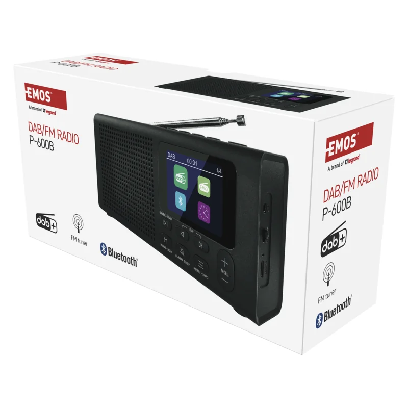 EMOS Prenosné rádio s Bluetooth, MP3, DAB / DAB+ / FM, čierne 1 ks