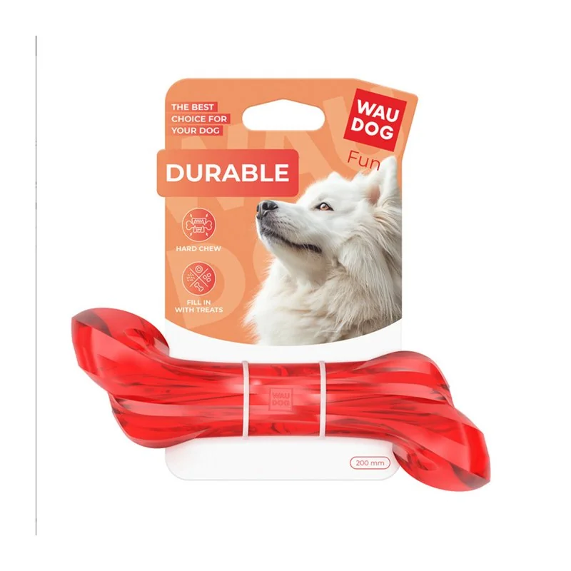 Odolná žuvacia hračka pre psa FUN DURABLE kosť červená
