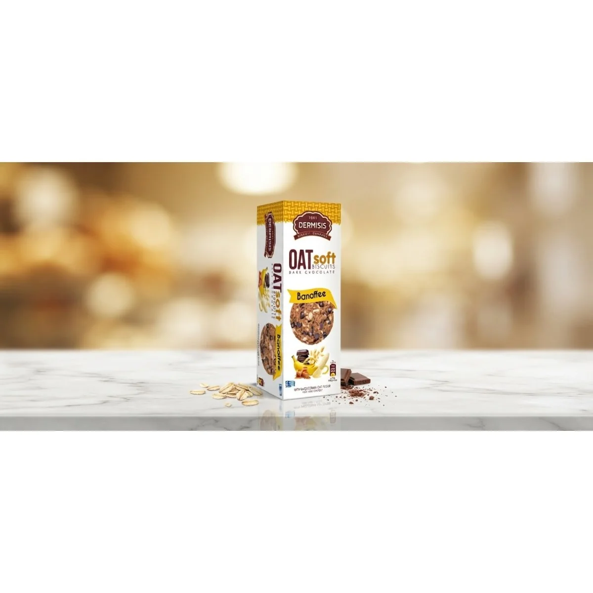Dermisis Mäkké ovsené sušienky Banoffee 150 g s horkou čokoládou