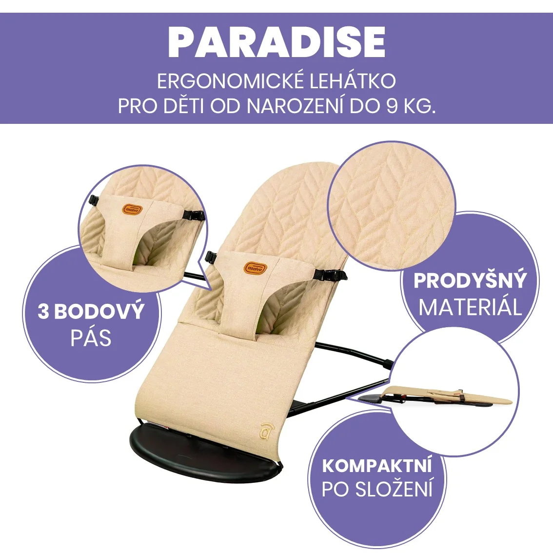 Asalvo Paradise detské ležadlo, béžové