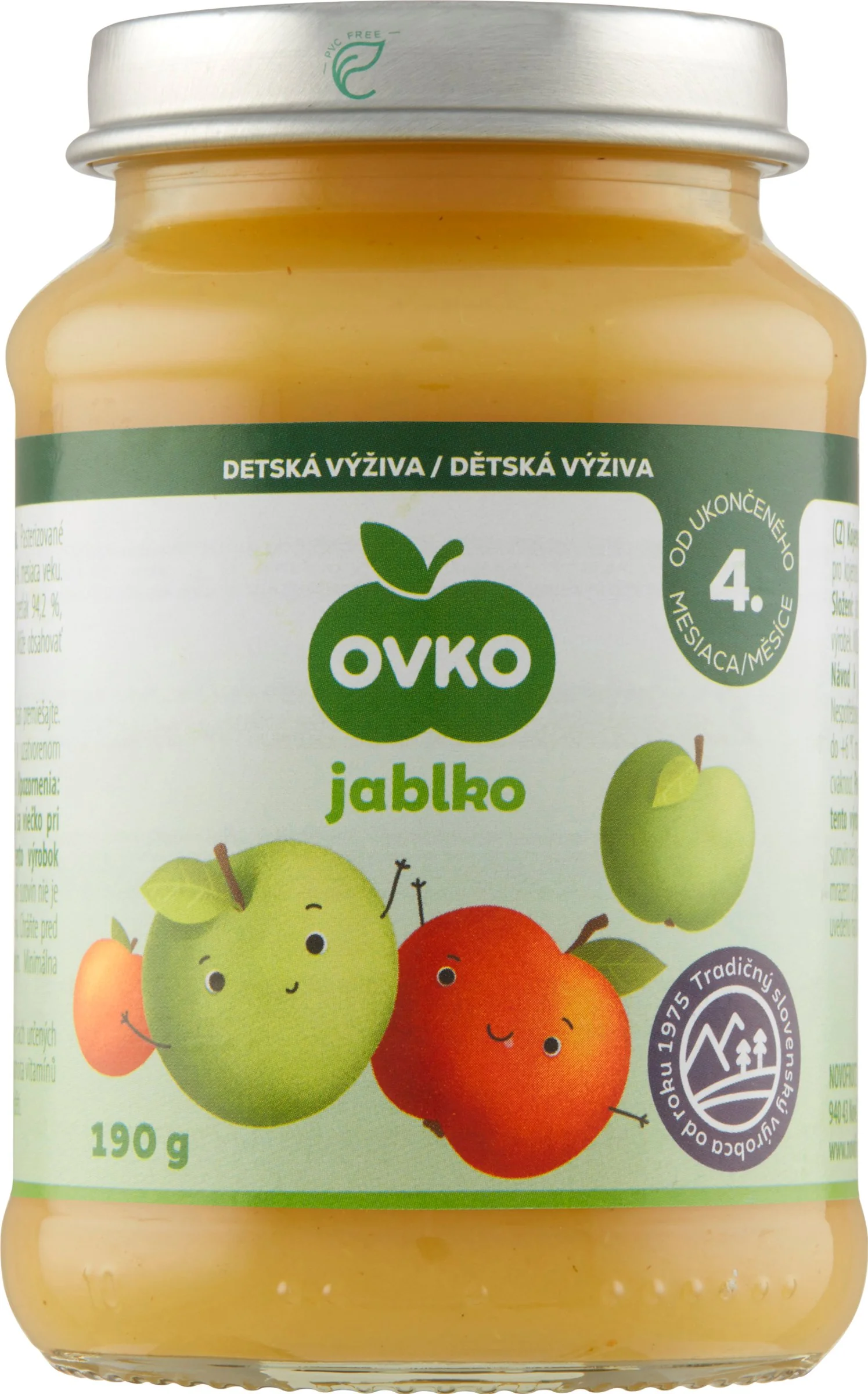OVKO Detská výživa Jablko 1×190 g, ovocný príkrm