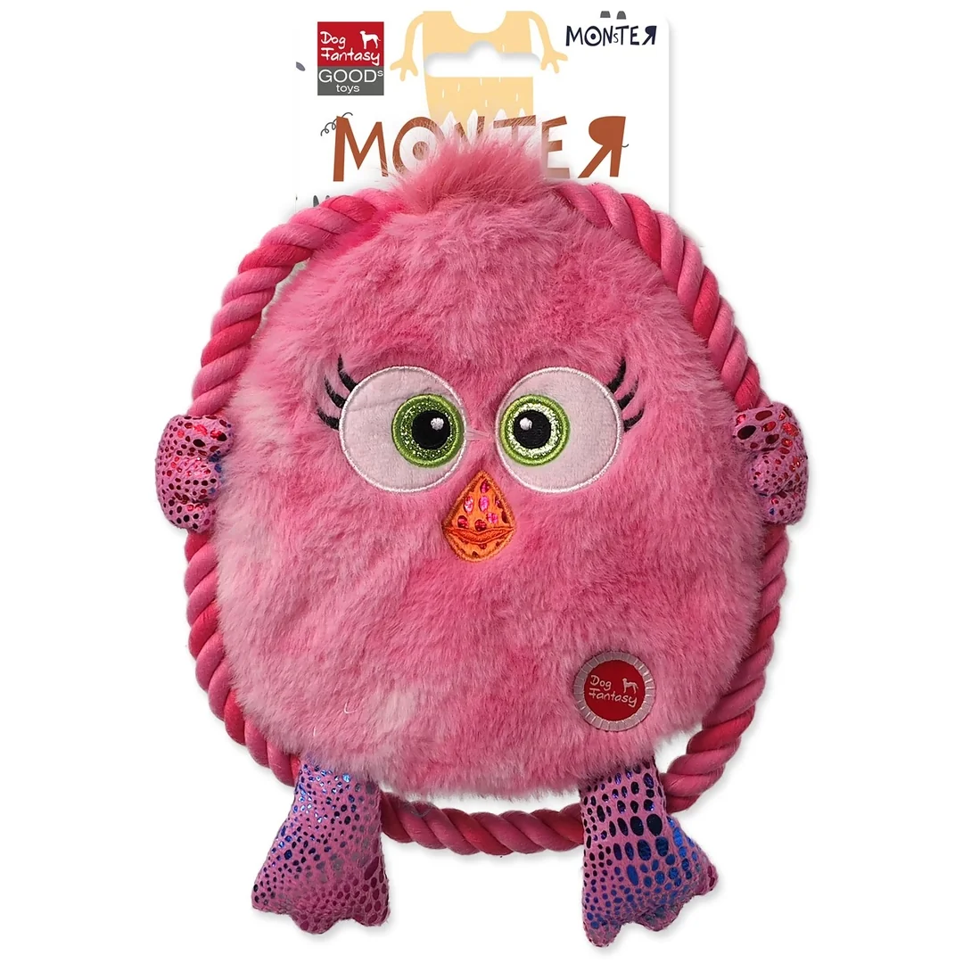 Hračka Dog Fantasy Monsters kura šuštiace s povrazom ružové 18cm