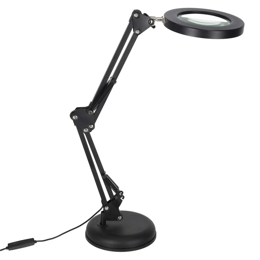 Stolová LED lampa s lupou 3× – nastaviteľné rameno, USB