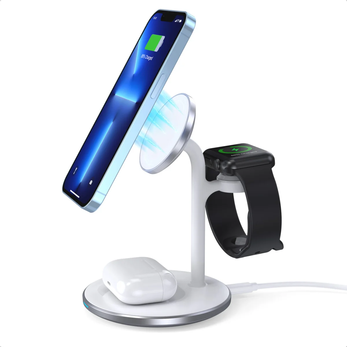 Choetech T585 MagSafe bezdrôtová nabíjačka na mobil / Apple Watch / Ai rpods, biela