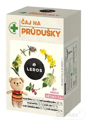 LEROS DETSKÝ ČAJ NA PRIEDUŠKY 20×1,5 g, detský čaj na priedušky