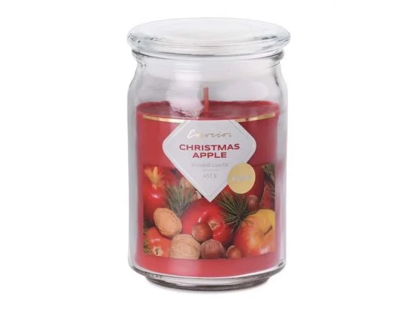 Emocio Sklo 93x142 mm so skleneným viečkom Christmas Apple vonná sviečka 1×1 ks, rozmer 93 x 142 mm