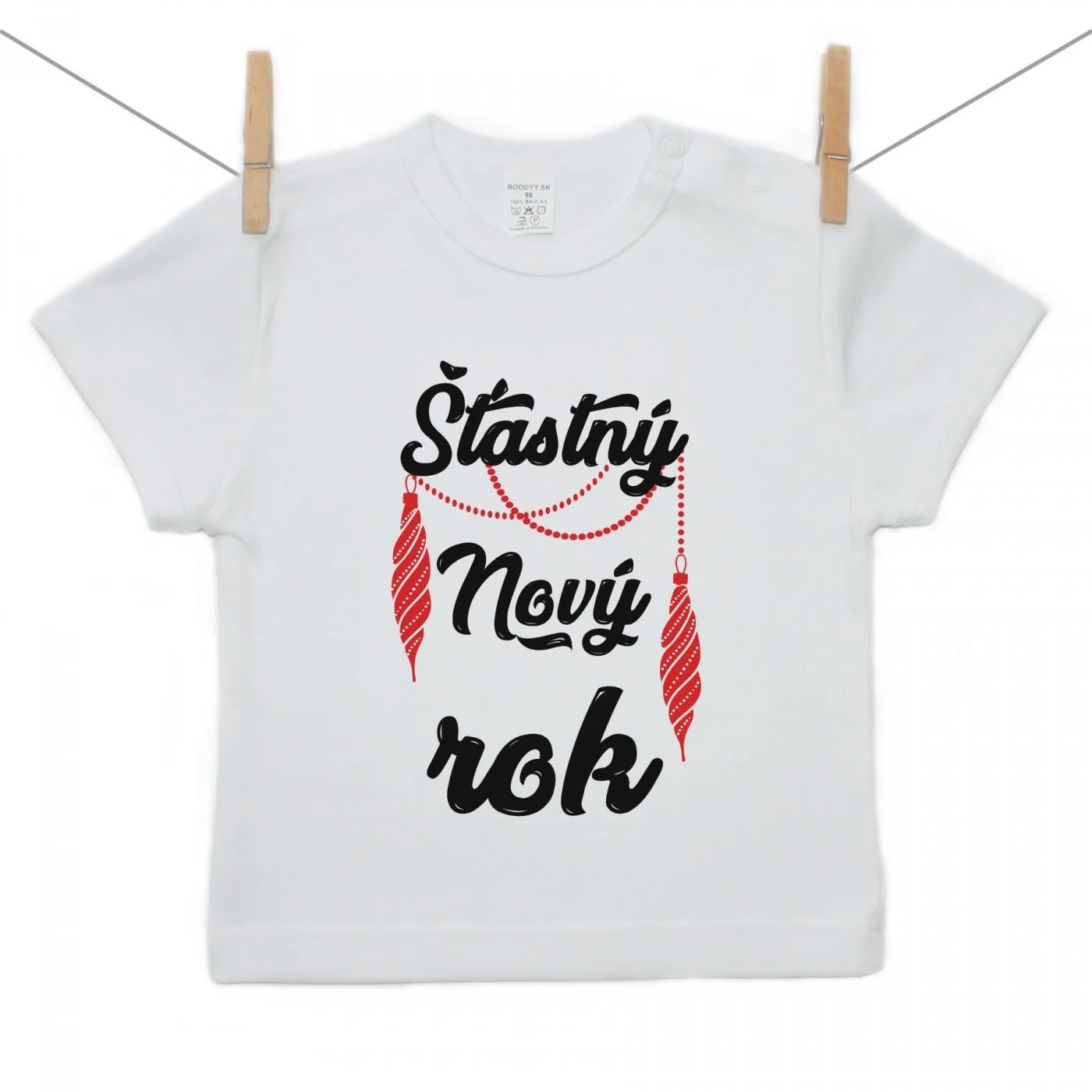 Boodyy Tričko s krátkym rukávom Šťastný Nový rok Veľkosť: 122