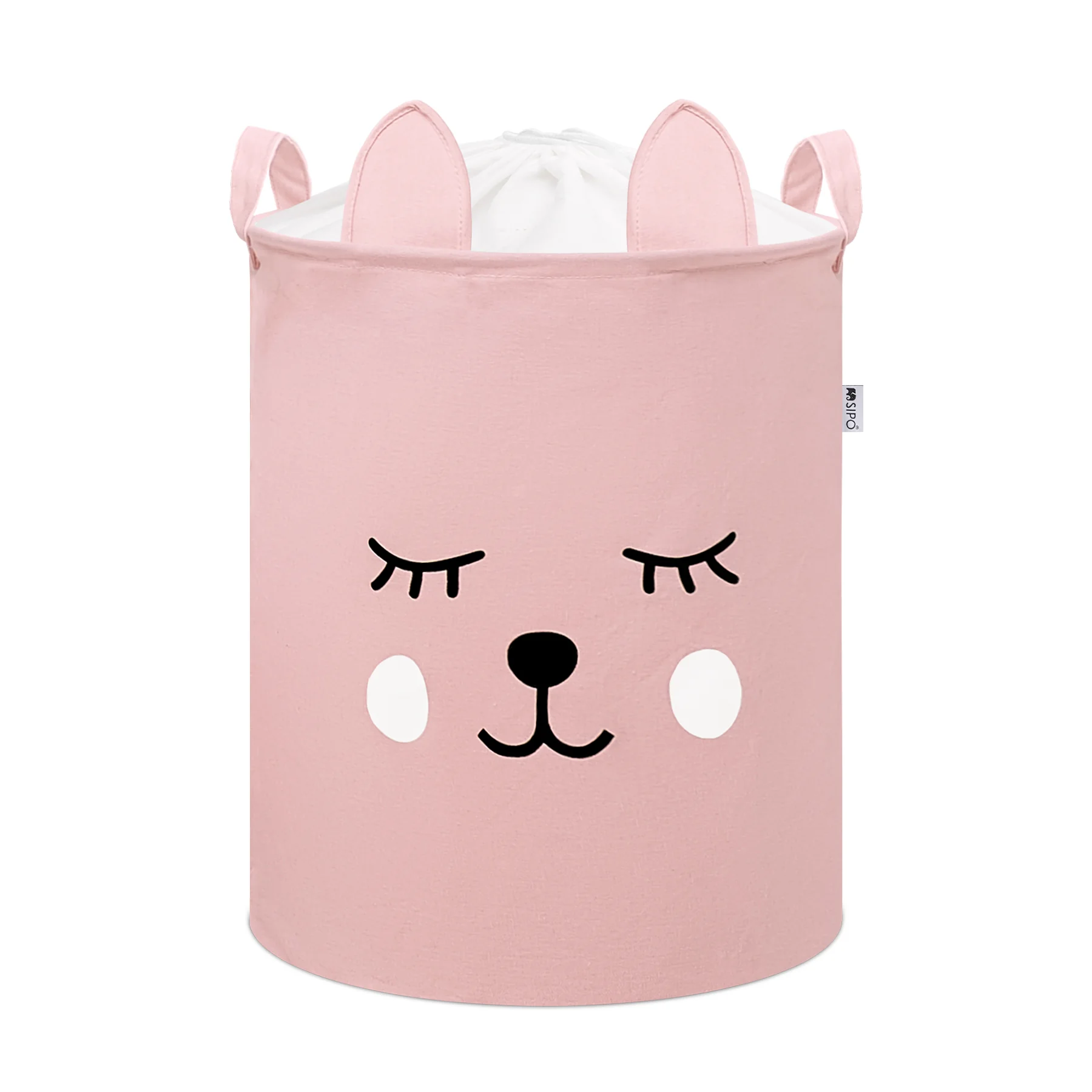 SIPO skladací bavlnený kôš na hračky so šnúrkou 43 l Teddy Bear Pink