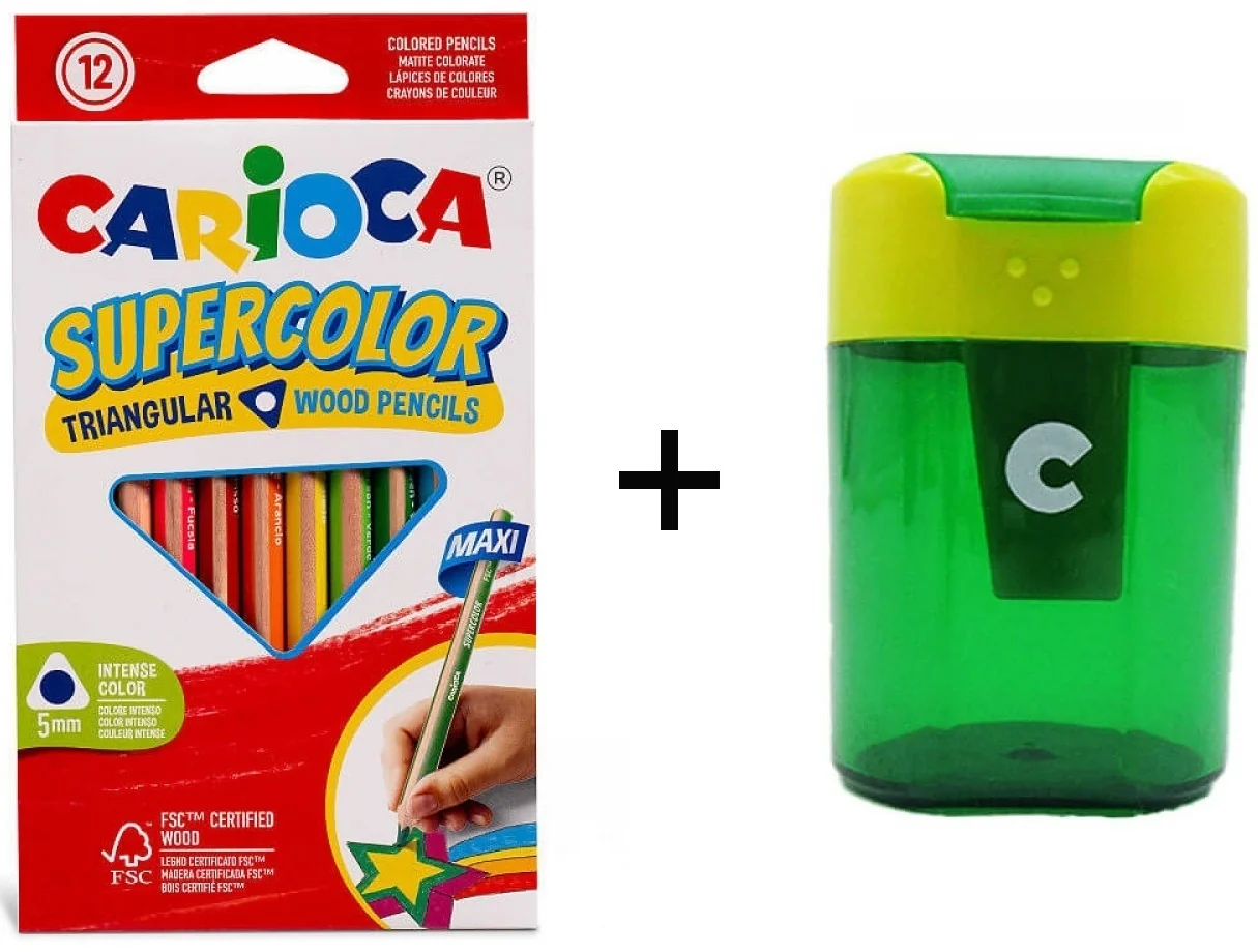 Farbičky SUPERCOLOR MAXI trojhranné, nelámavé12 ks-CARIOCA