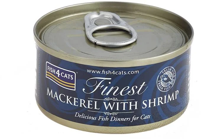 FISH4CATS Konzerva pre mačky Finest makrela s krevetami 70g 1×70 g, konzerva pre mačky