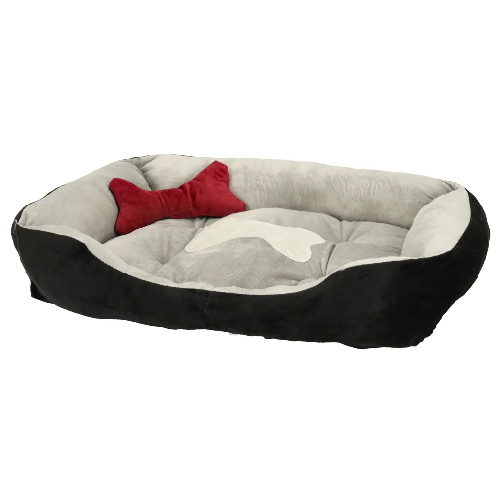 Pelech pre psa s vyvýšeným okrajom – 60 × 45 × 15 cm, čierno-sivý