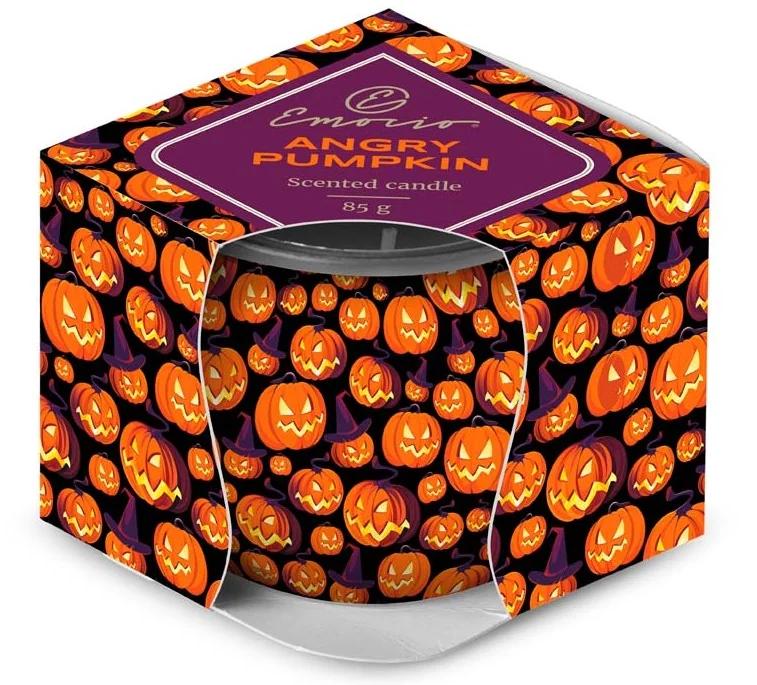 Emocio Sklo Dekor 70×62 mm Angry Pumpkin - Pumpkin Pecan Gingersnaps, vonná sviečka 1×1 ks, vonná sviečka