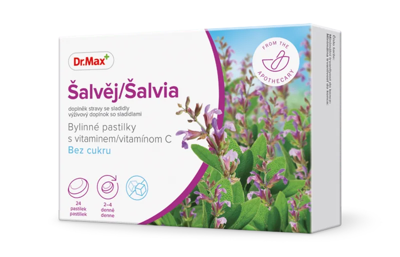 Dr. Max Šalvia, bylinné pastilky bez cukru 1×24 ks, pastilky