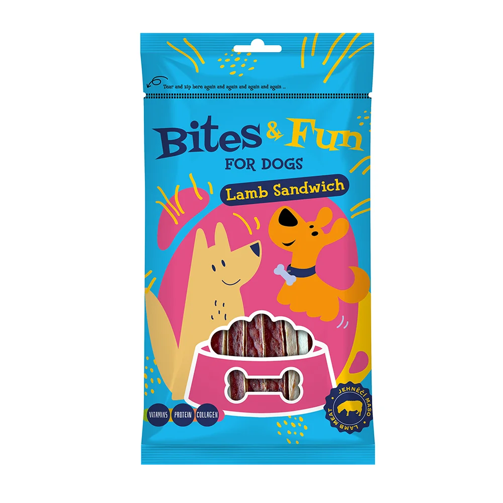 Akinu BITES & FUN Jahňací sendvič pre psy 10 x 85 g