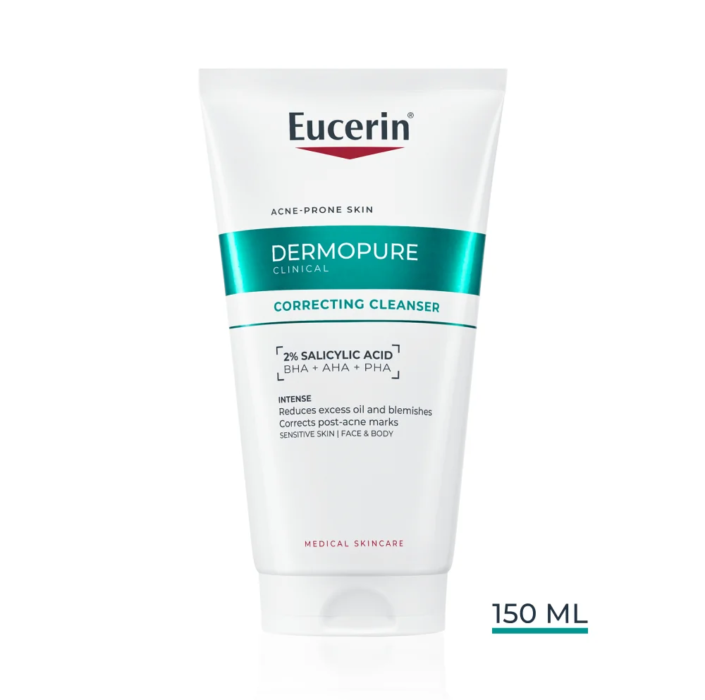 Eucerin DERMOPURE CLINICAL Exfoliačný čistiaci gél na tvár na tvár & telo 150 ml