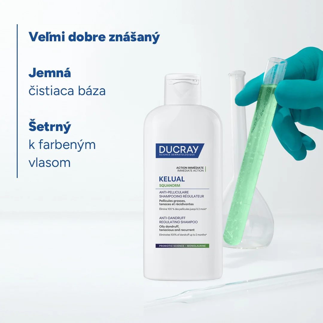 DUCRAY KELUAL SQUANORM Šampón proti mastným lupinám 1×400 ml, šampón proti lupinám