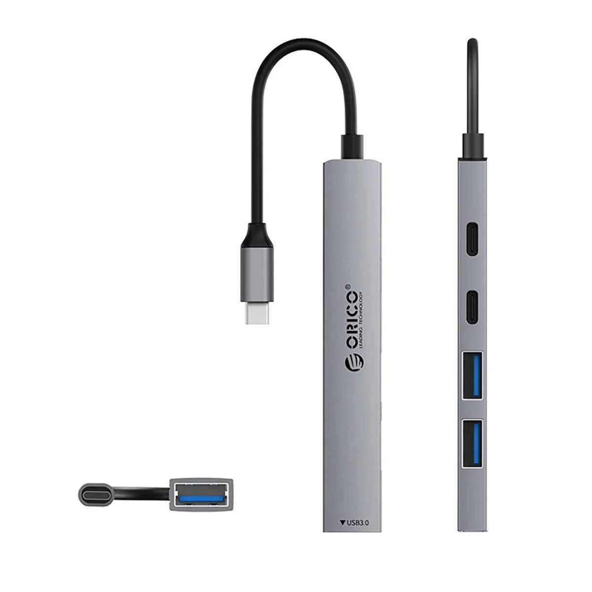 Orico YSB4-U2 HUB adaptér USB / USB-C - 2x USB2.0 / USB 3.0 / USB-C 2.0 / 1x USB-C, šedý 0 / 1x USB-C, šedý