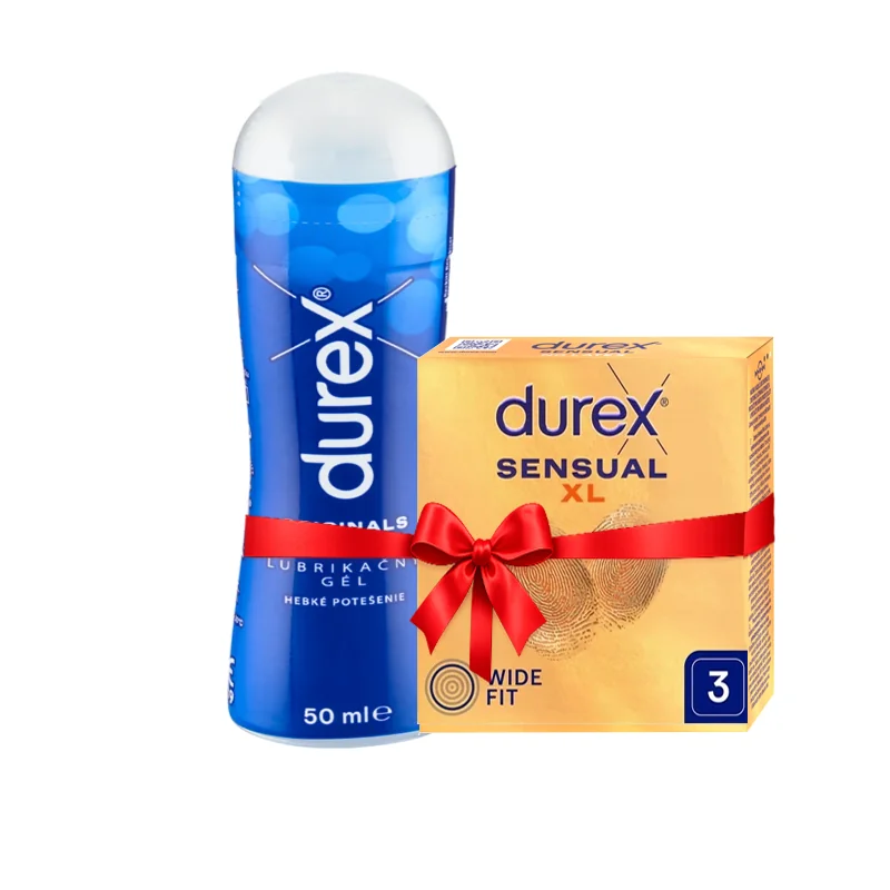 DUREX výhodný set lubrikant 50ml Original + Sensual XL 3ks 1x lubrikant 50ml DUREX Original + 1x kondómy DUREX Sensual XL 3ks