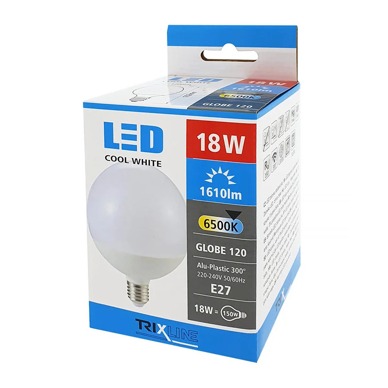 Žiarovka TRIXLINE LED E27 18W 6500K GLOBE G125